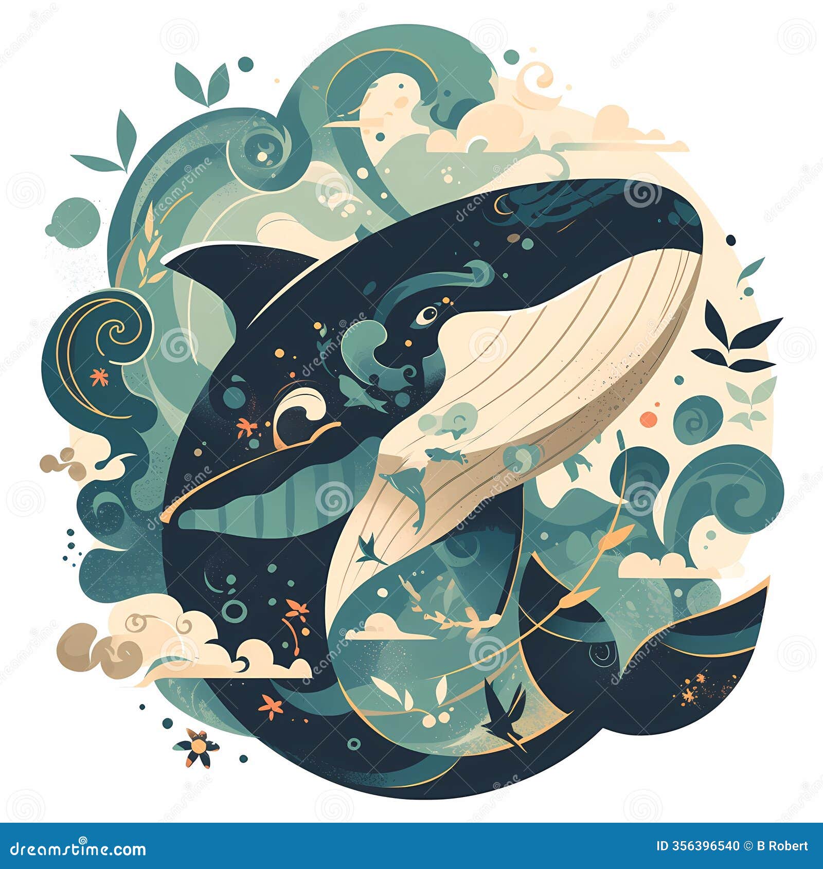 majestic whale graphic against a white background
