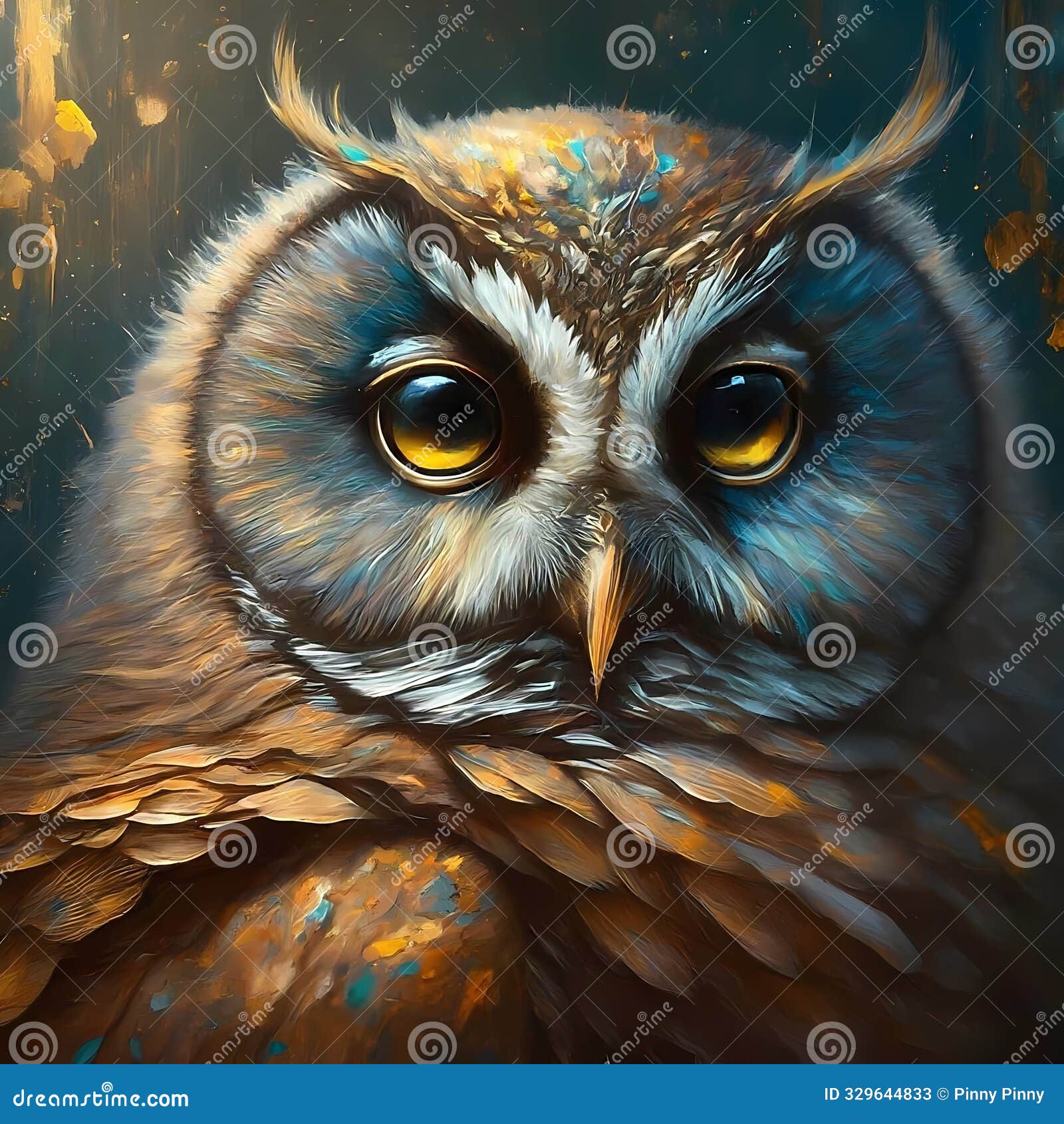a majestic wise owl in bold painting art, animal, bird