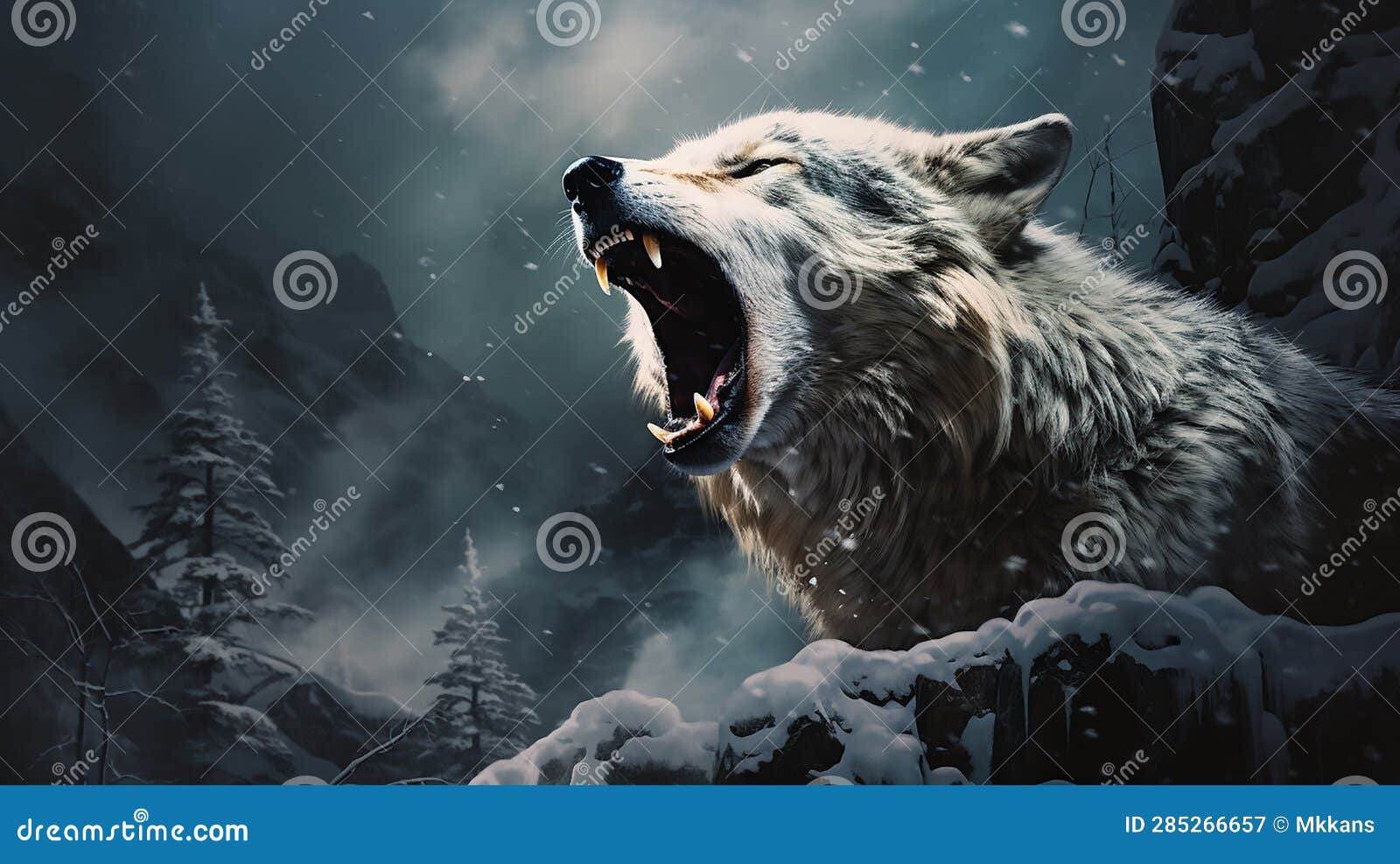 Majestic Wolf In The Wild With Pack In The Background Royalty-Free