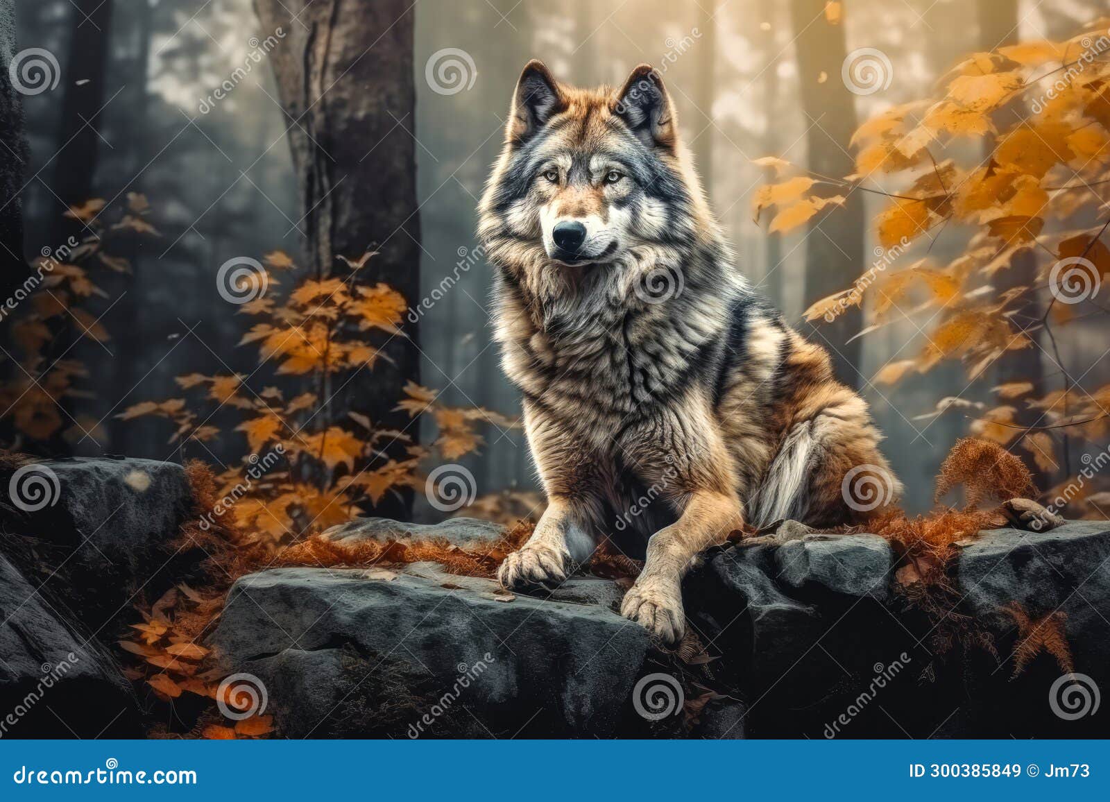 Majestic Wolf Looking Down On The World From His Lofty Perch Royalty