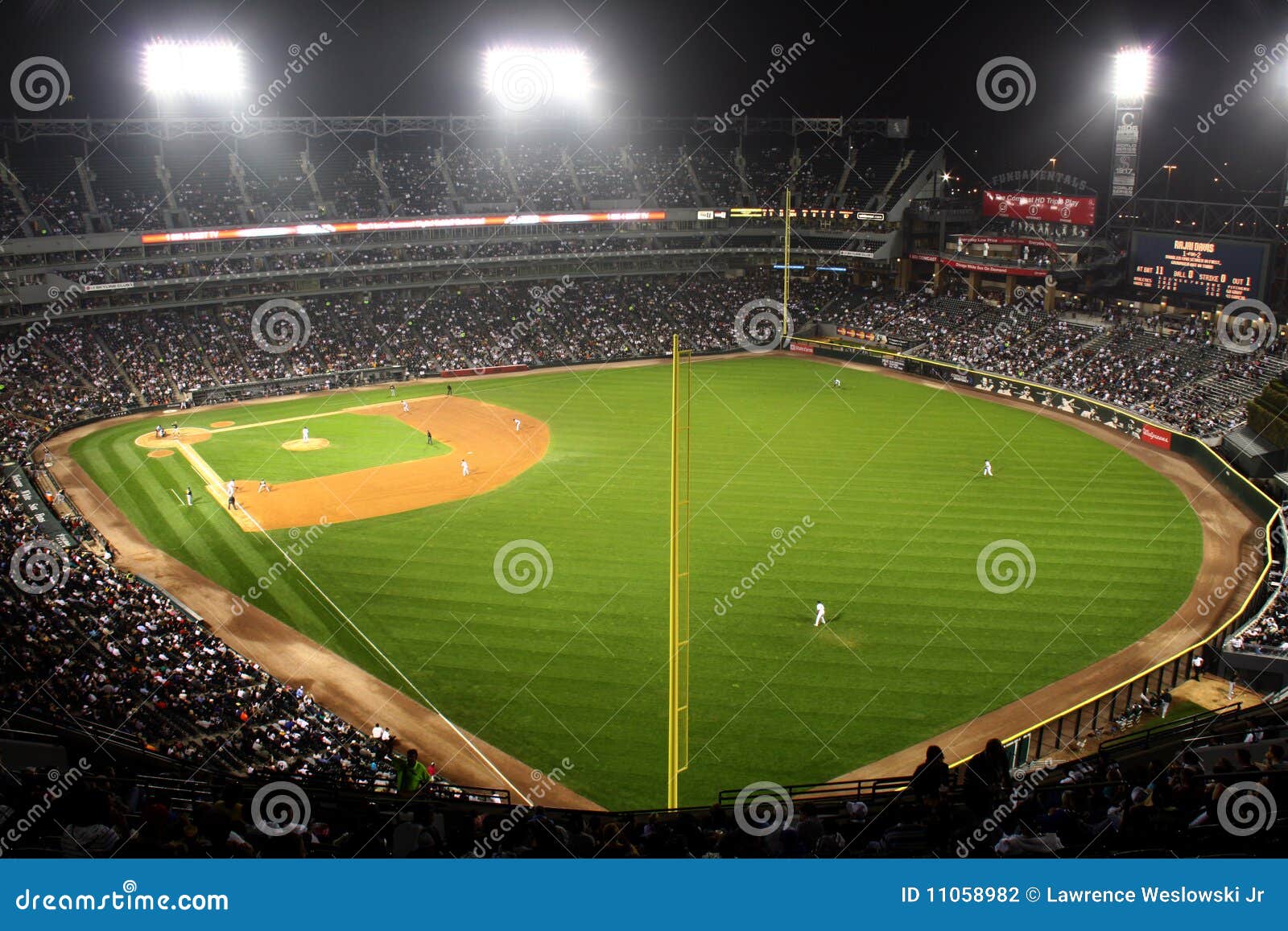 Major League Baseball Stadium At Night Editorial Photography Image
