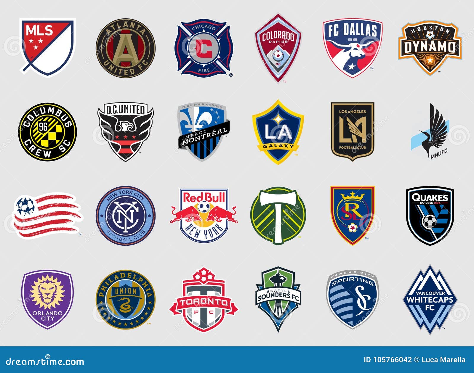Major League Soccer Teams Il Logos Fotografia Editoriale