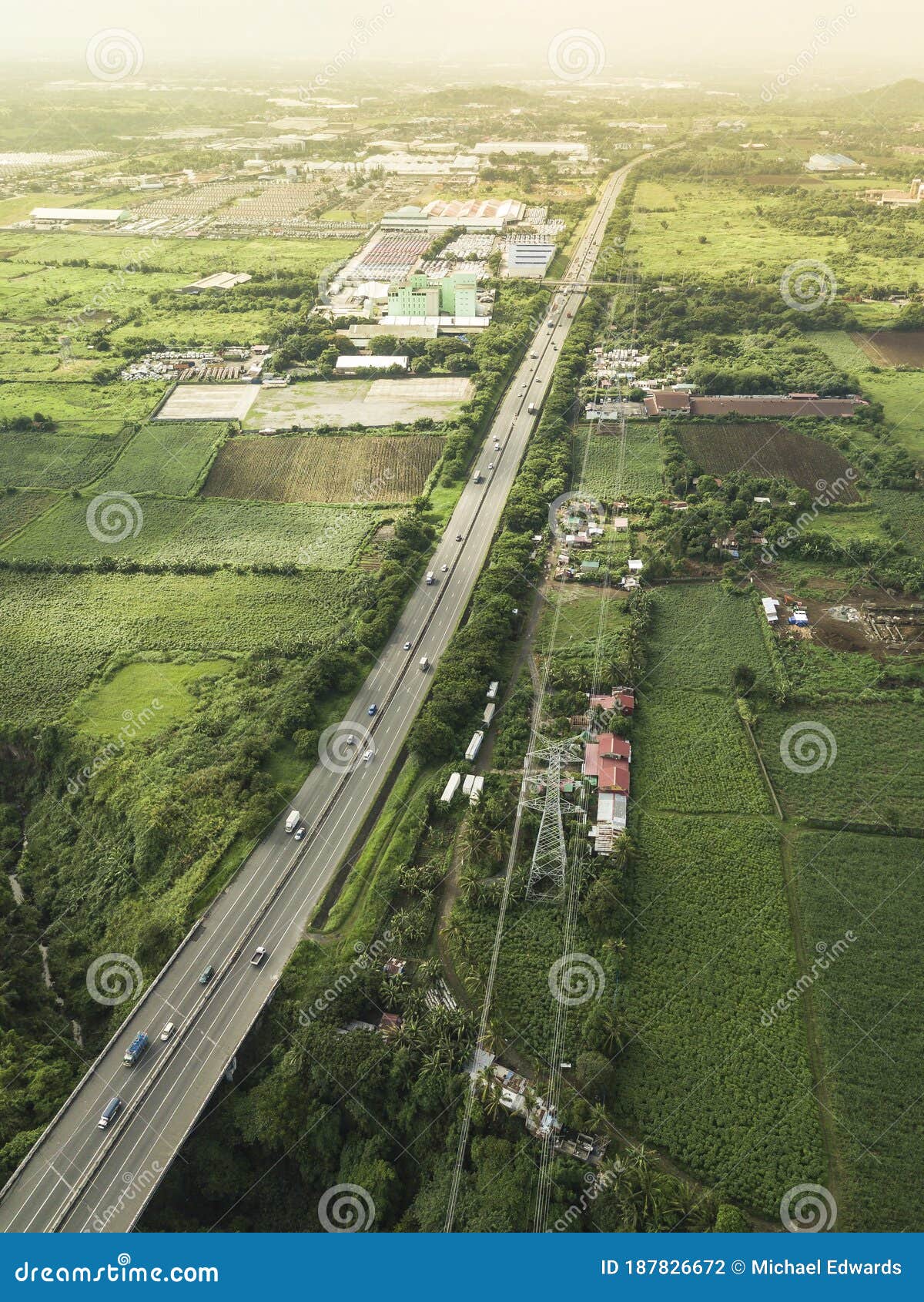 a major philippine highway. aerial of slex in sto tomas, batangas
