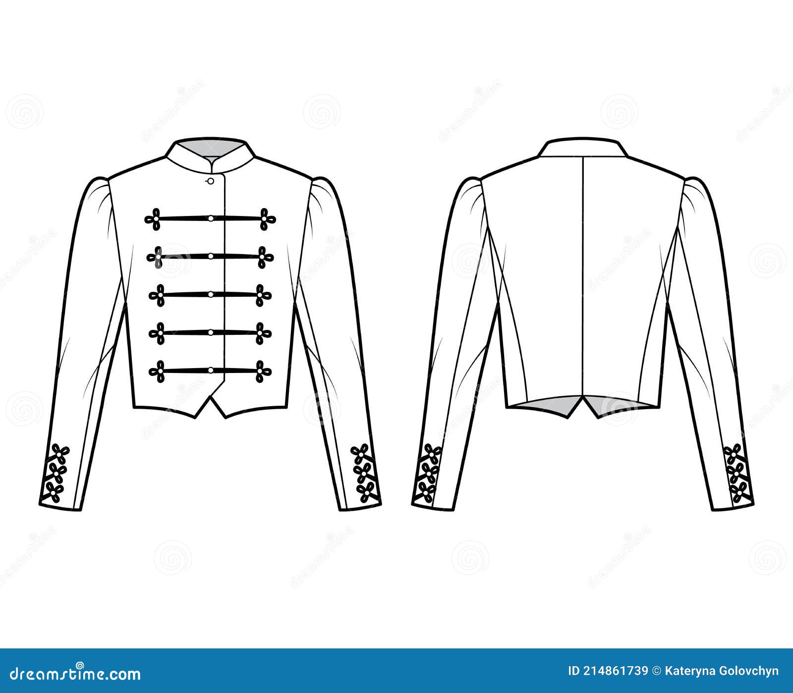 Majorette Jacket Technical Fashion Illustration With Crop Length, Long ...