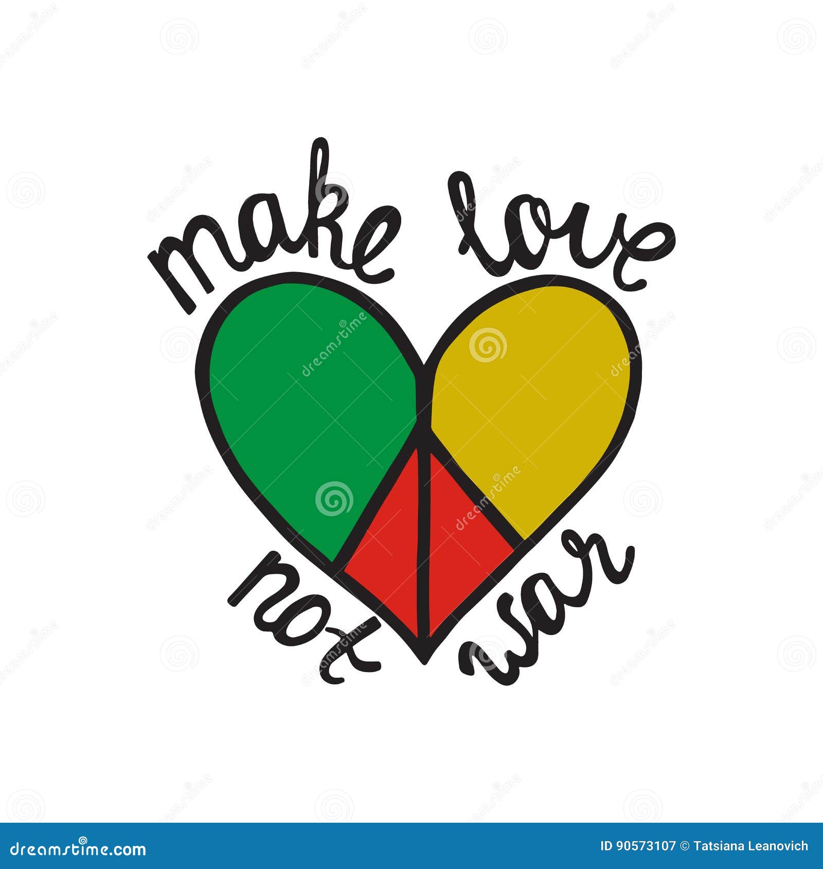 Make Love Not War Inspirational Quote About Peace Stock Vector Illustration Of Inspirational Positive