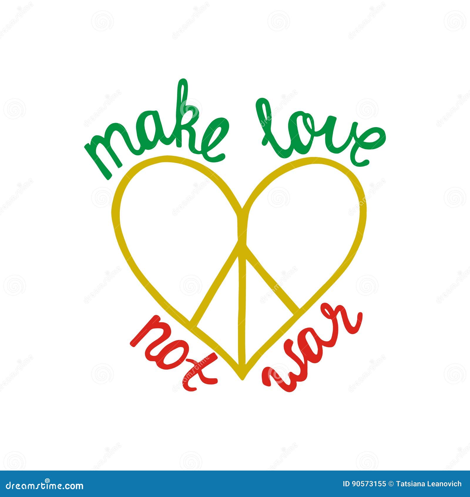 Make Love Not War Inspirational Quote About Peace Stock Vector Illustration Of Greeting Happy