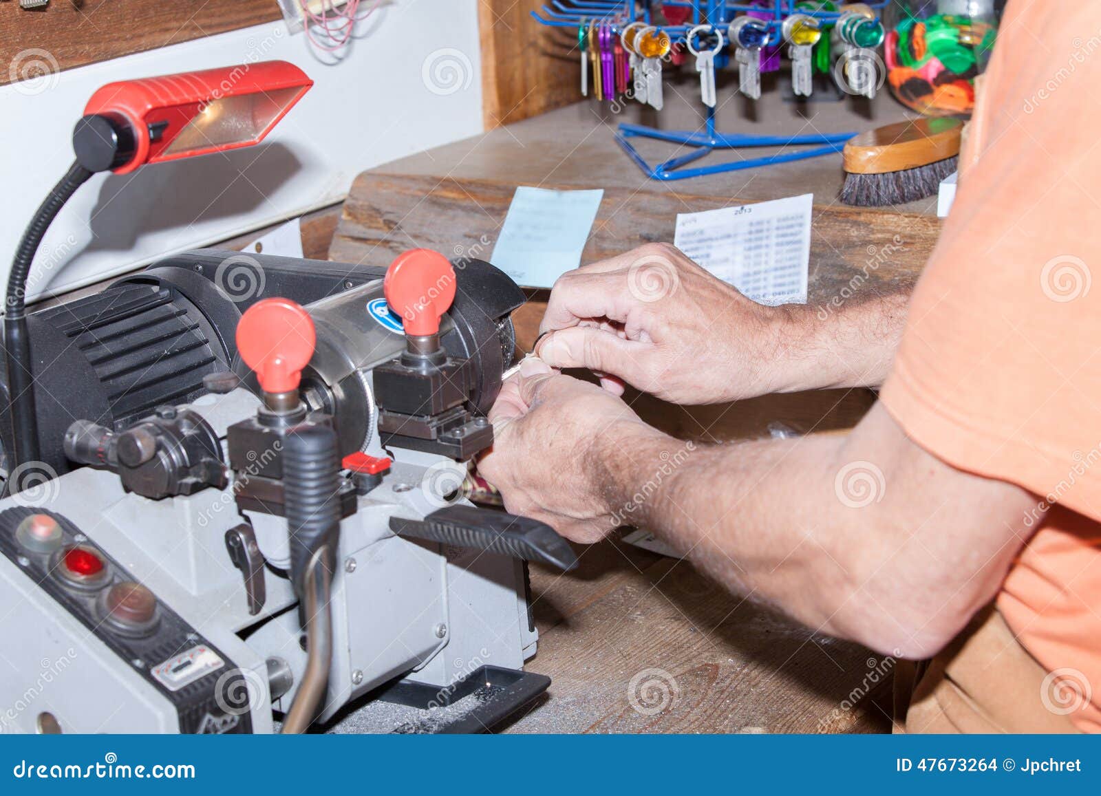 Make a metal key locksmith stock photo. Image of indoors 47673264