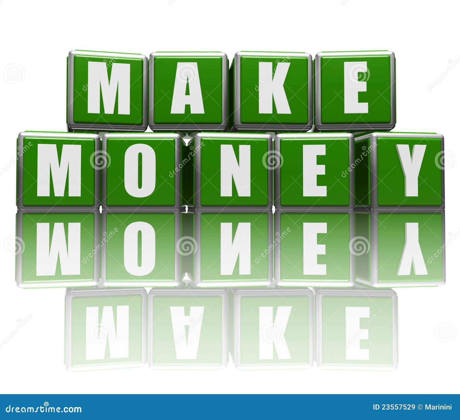 Make money in green cubes stock illustration. Illustration of