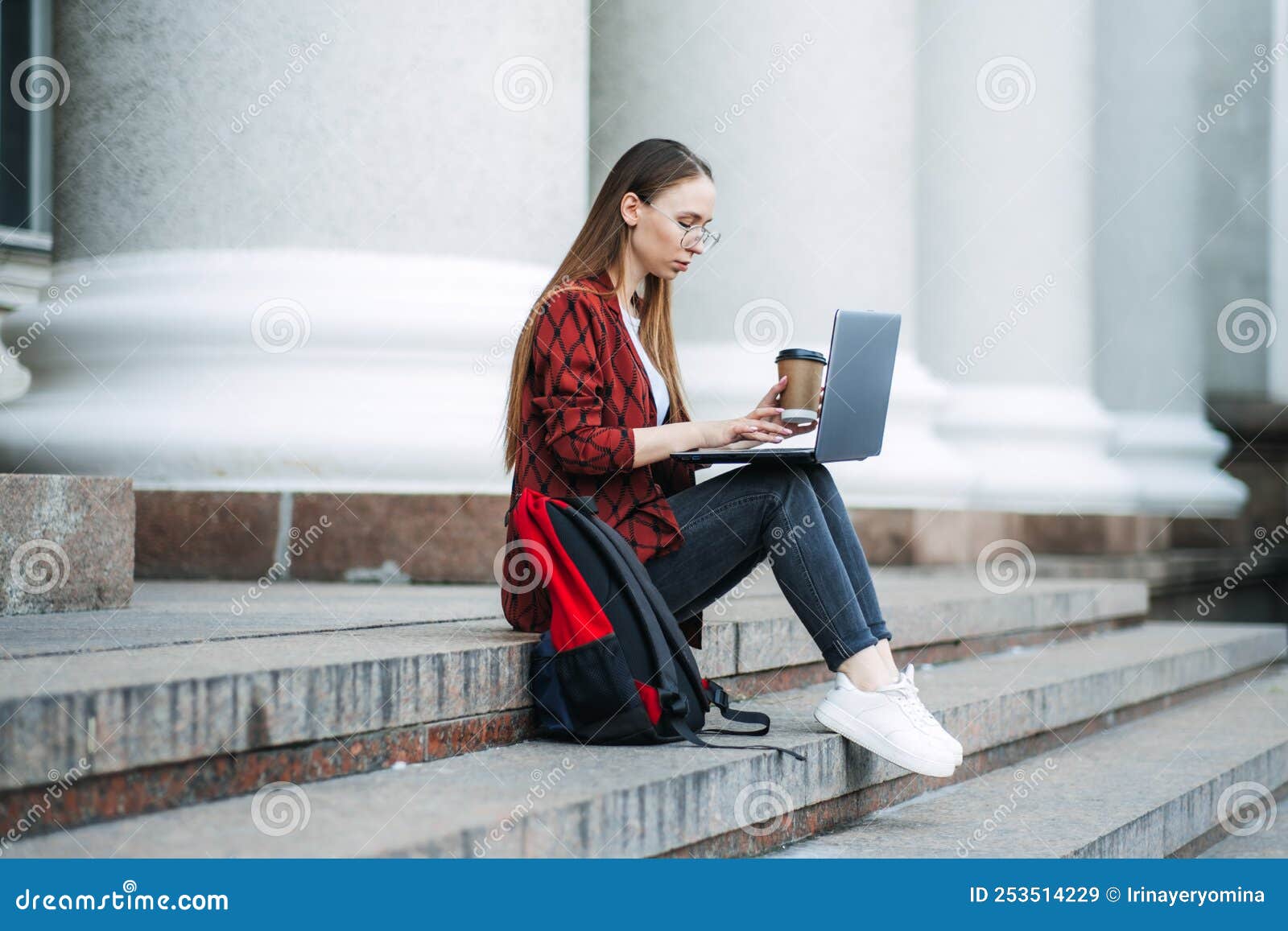 make money online, blogging, ebusiness. young woman, freelancer, student girl using laptop
