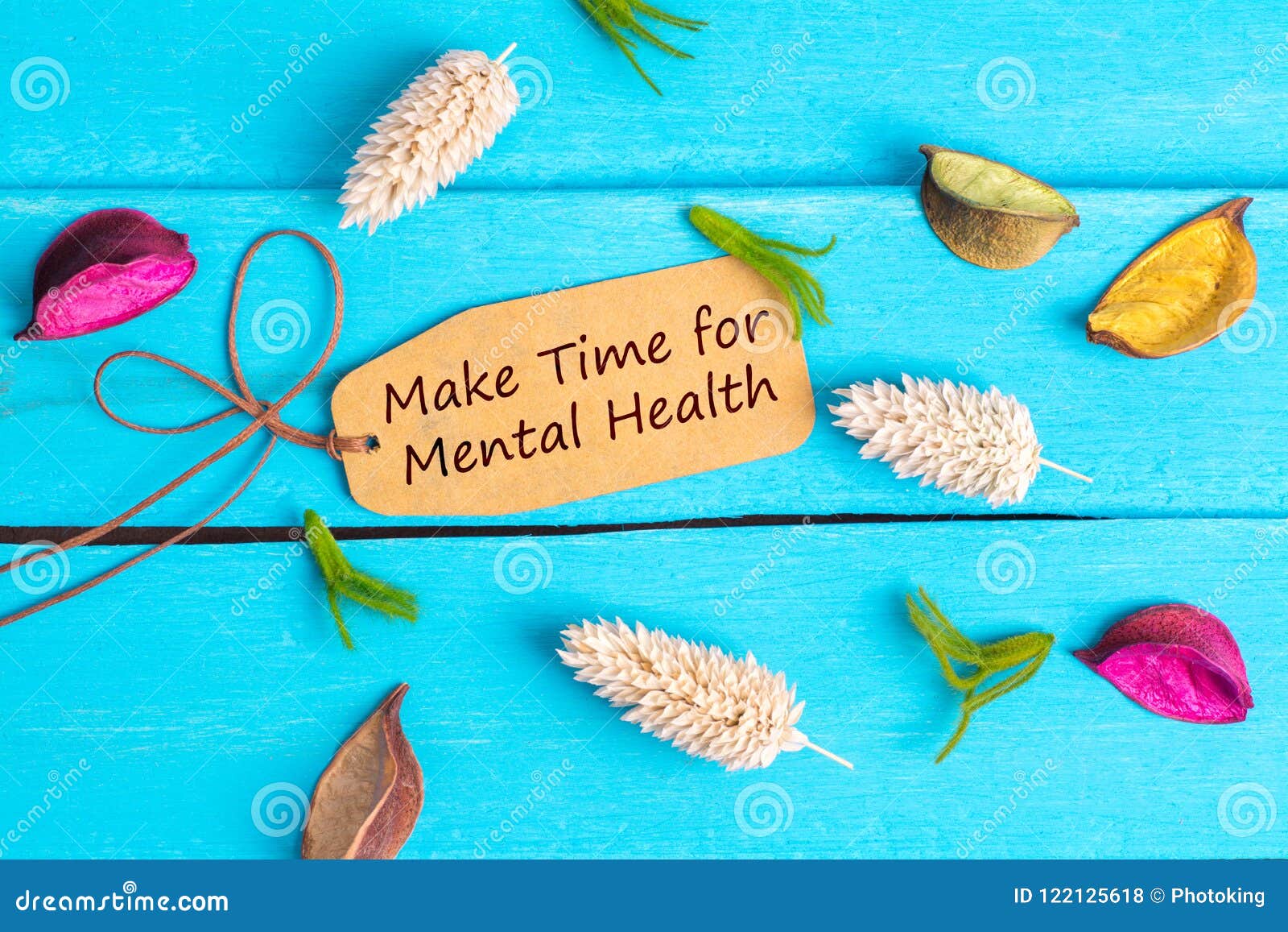 make time for mental health text on paper tag