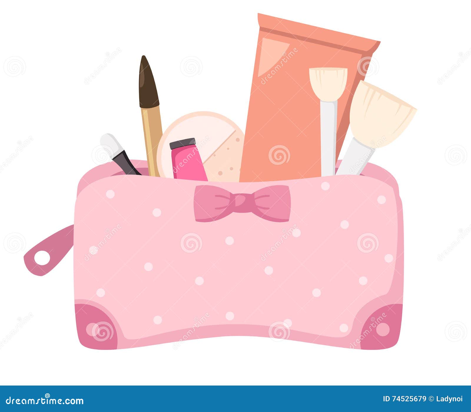 Make Up Bag with Cosmetics,illustration Stock Vector Illustration of