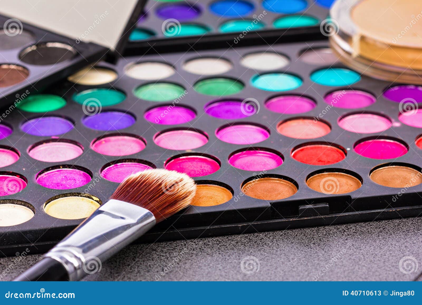 Makeup Colorful Eyeshadow Palettes with Makeup Brush Stock Image