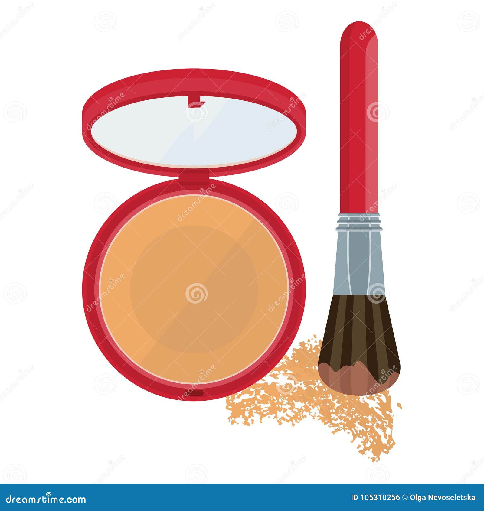 Vegen media profiel Make Up Compact Powder Brush Stock Vector - Illustration of cosmetics,  concept: 105310256