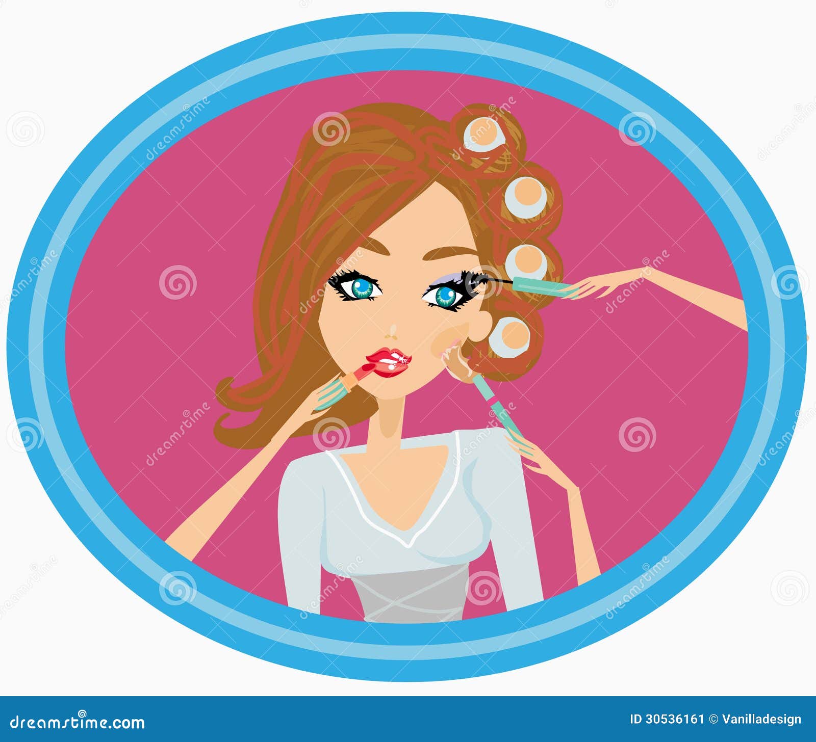 Makeup girl stock vector. Illustration of pink, model 30536161