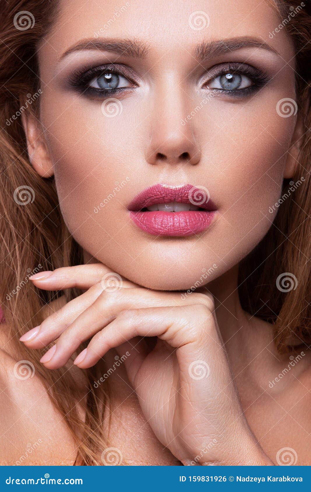 Make Up Glamour Portrait Of Beautiful Woman Model With Fresh Makeup