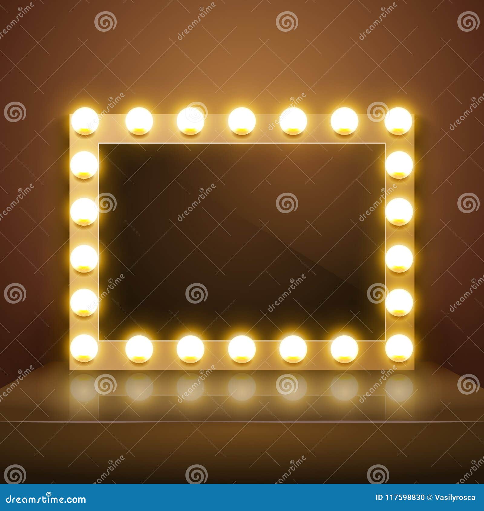 Make Up Mirror With Light Vector Artist Dressing Room Make Up