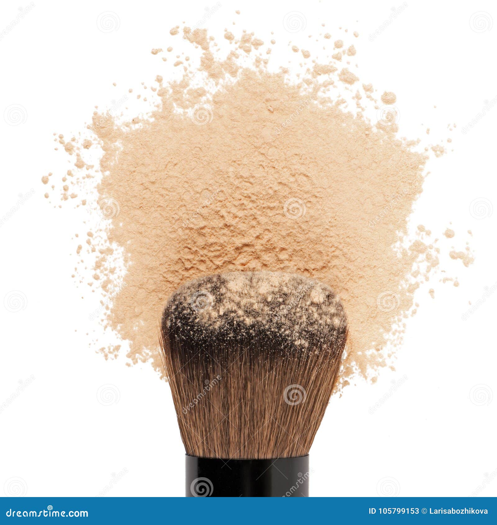 Make up powder with brush on white background