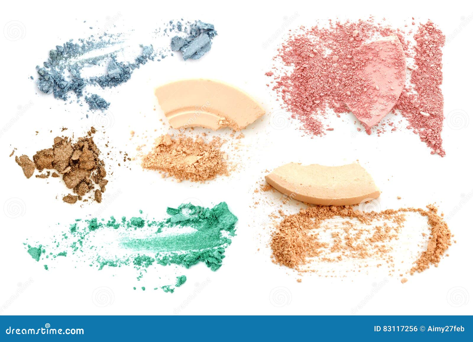 Make Up Set of Various Crushed Eyeshadows and Powder Isolate Stock