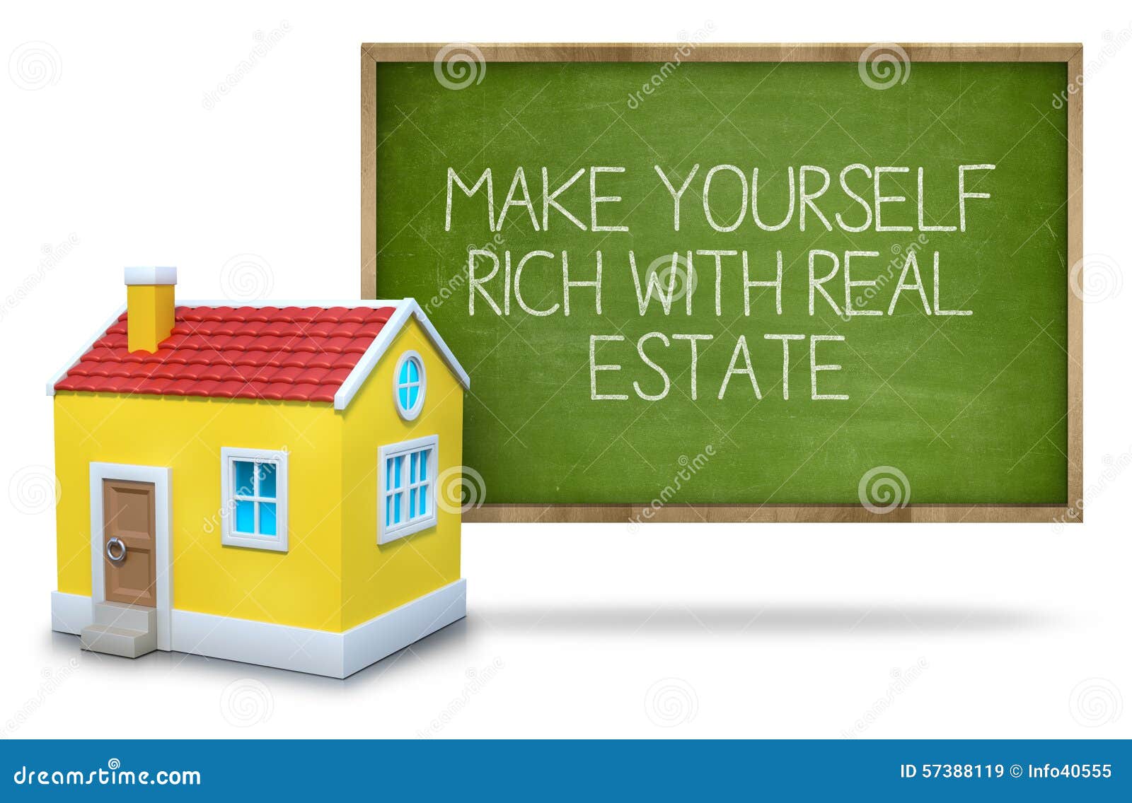 Make Yourself Rich with Real Estate on Blackboard Stock Image Image