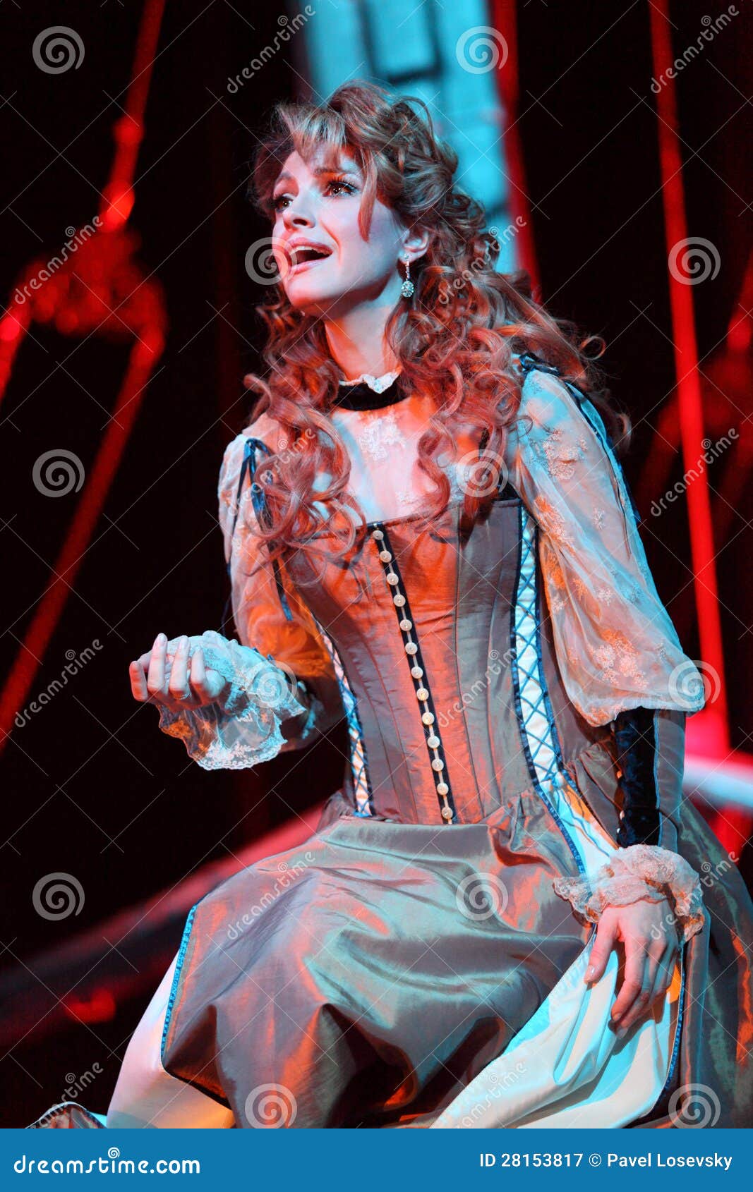 A,Makeeva sings in musical. MOSCOW - FEBRUARY 3: Actress Anastasia Makeeva sings in musical Francois Villon. Three days in Paris at Palace on Yauza on February 3, 2012 in Moscow, Russia.