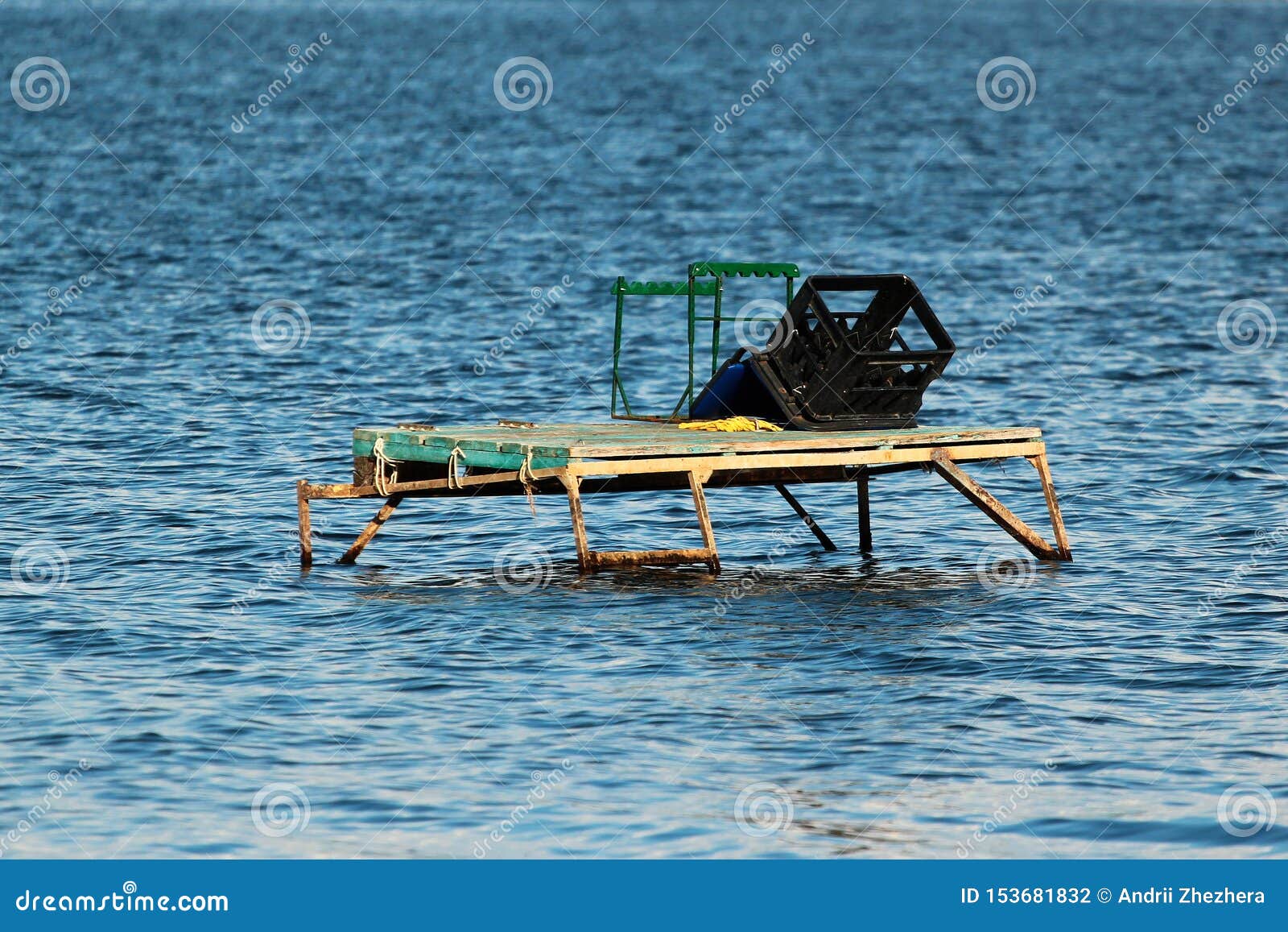 Makeshift Fishing Platform in Water Stock Photo - Image of nature