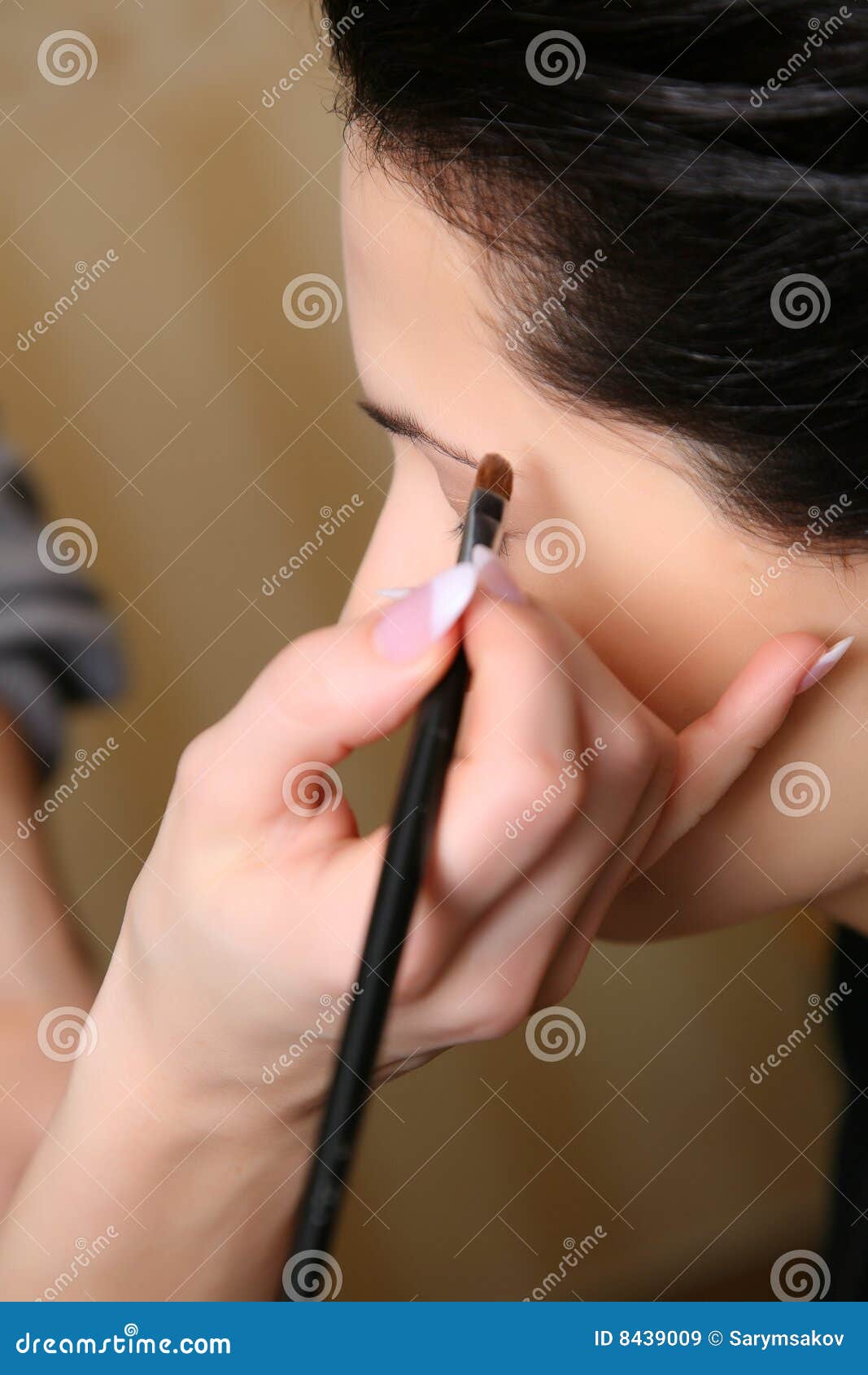 Makeup Artist Applying Mascara on the Eyelashes Stock Image Image of