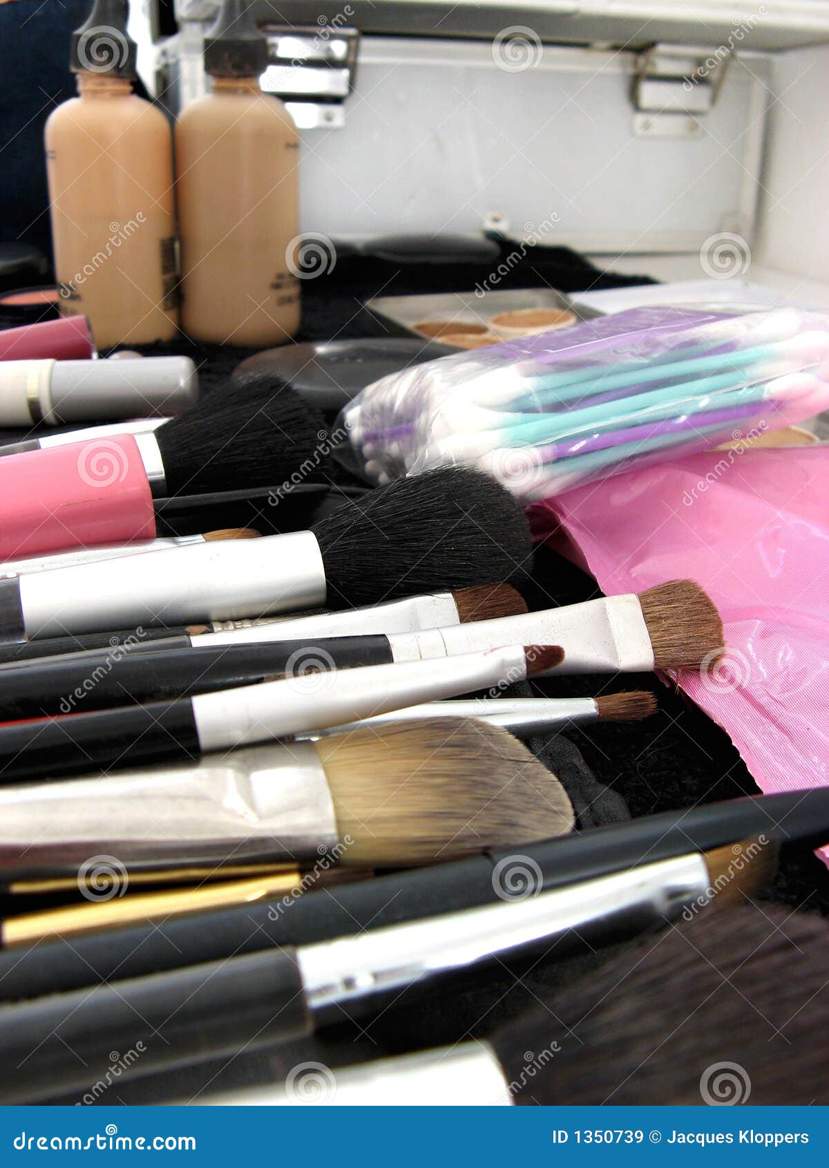 Makeup artist s tools. stock image. Image of brush, bottle 1350739