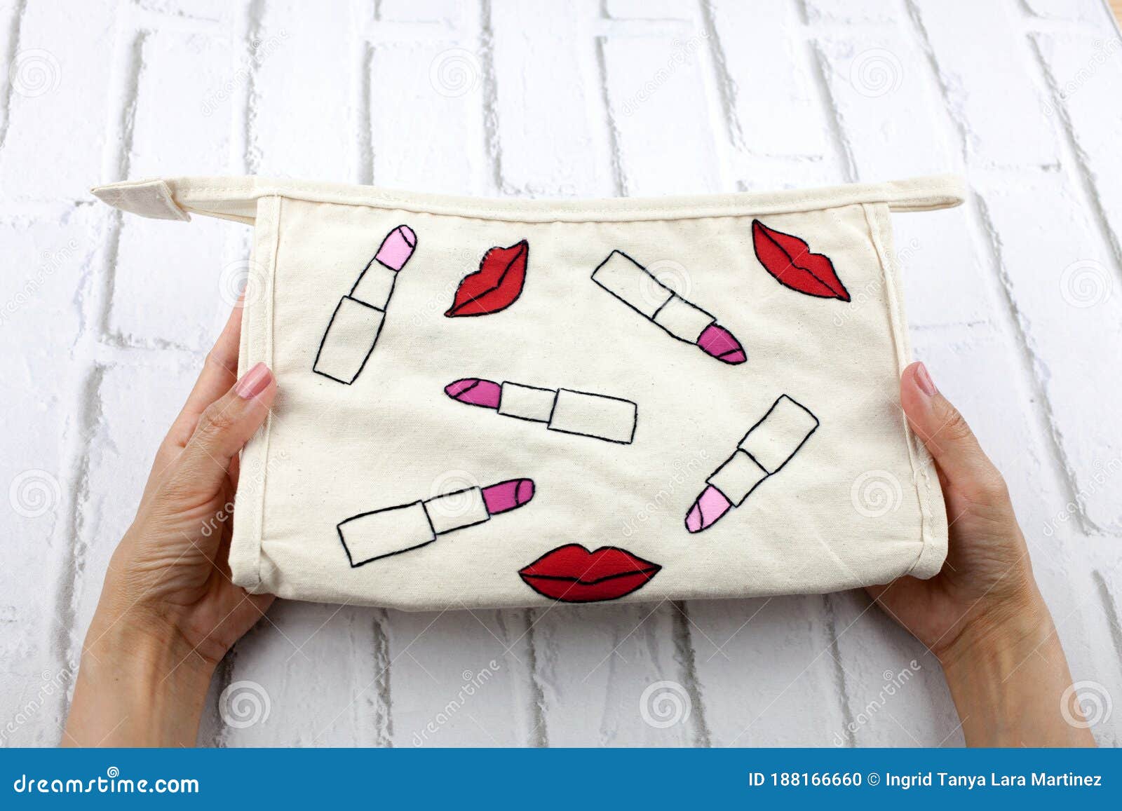 Makeup bag embroidery stock photo. Image of lipgloss 188166660