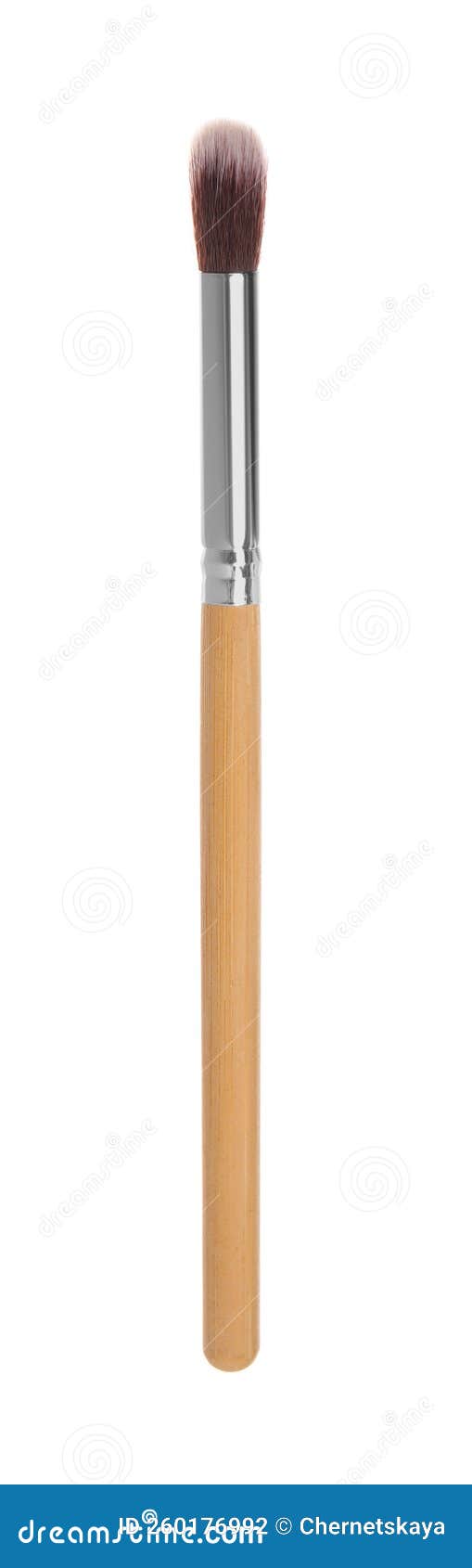 Makeup Brush with Wooden Handle Isolated on White Stock Photo Image