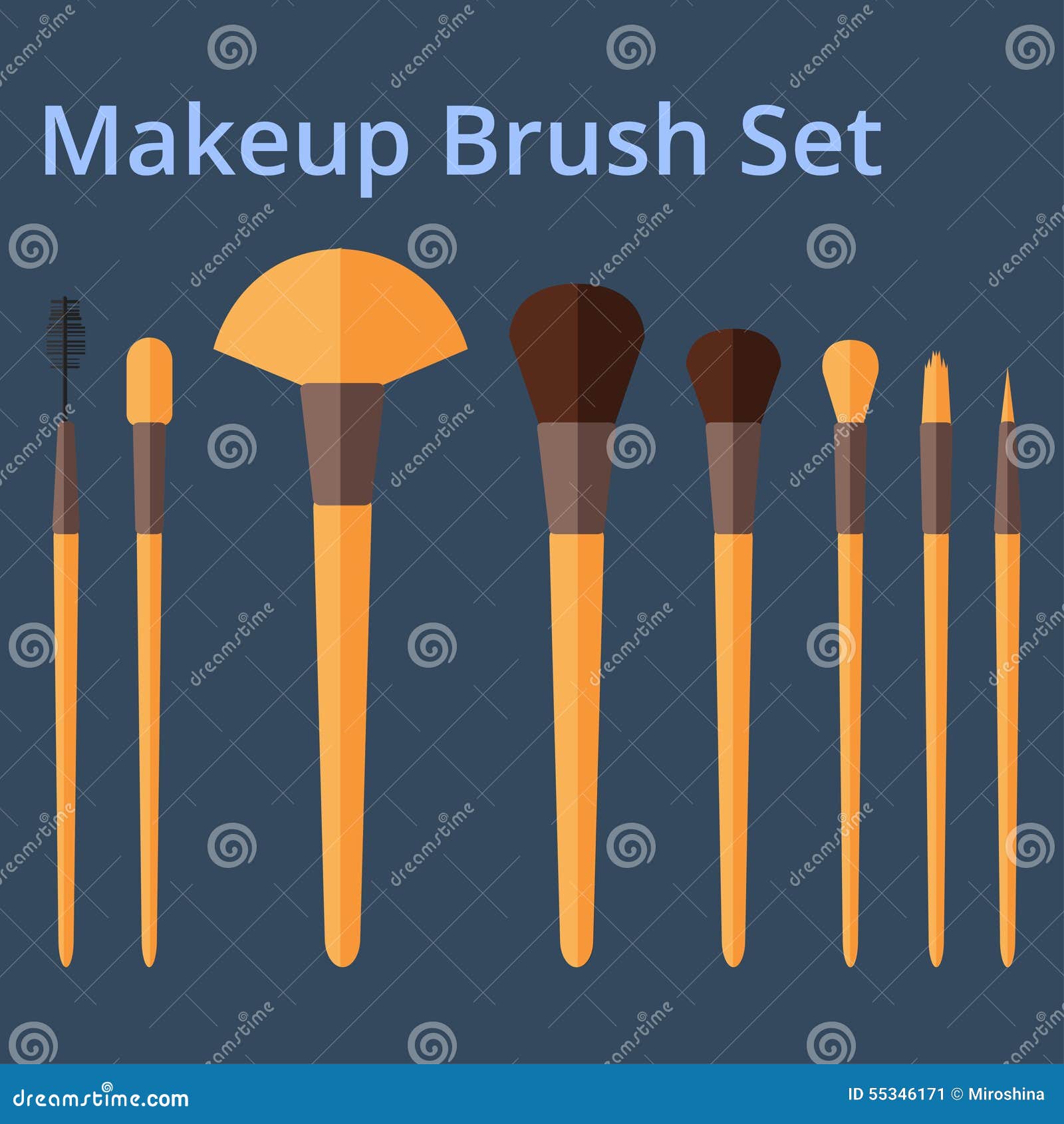 Makeup Brush Set stock illustration. Illustration of brushes 55346171