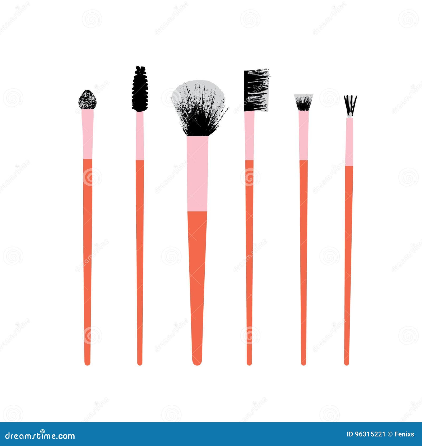 Makeup Brush Set. stock vector. Illustration of feminine 96315221