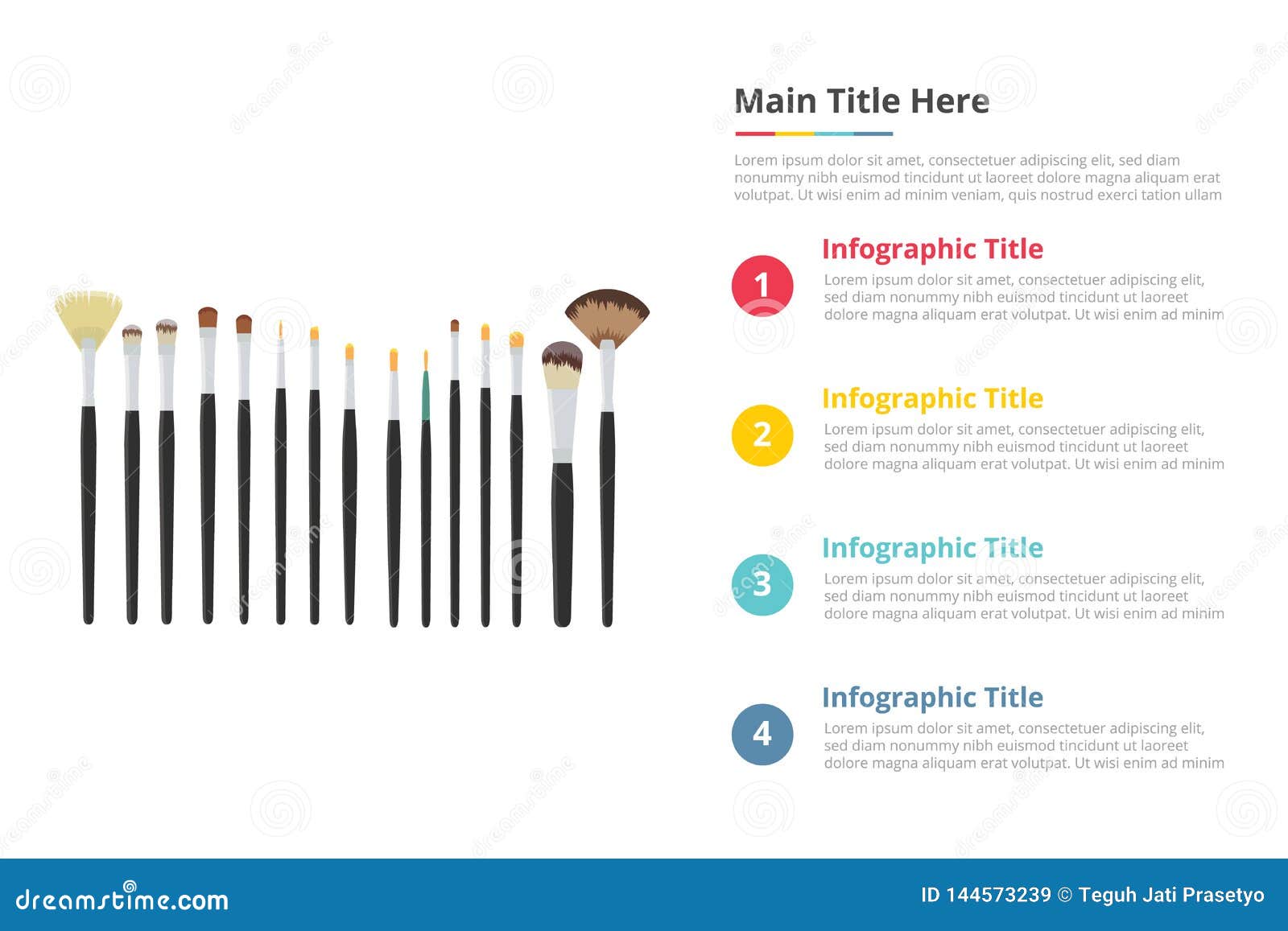 Makeup Brush Tools Infographics Template with 4 Points of Free Space