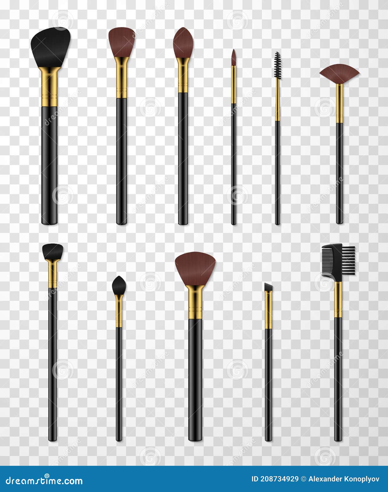 Makeup Brushes, Comb for Eyebrows, Spoolie with Black Plastic Rods