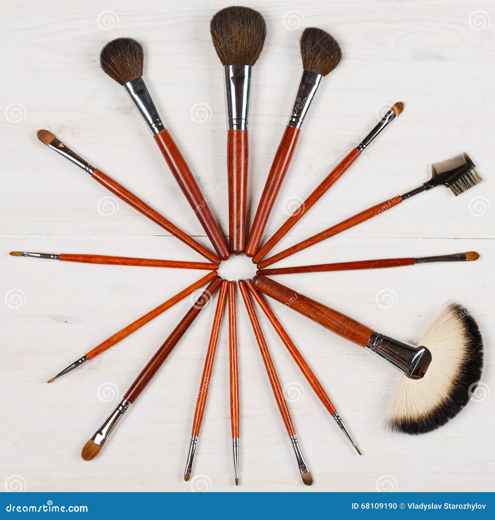 Makeup Brushes Set for Professional on White Background Stock Photo