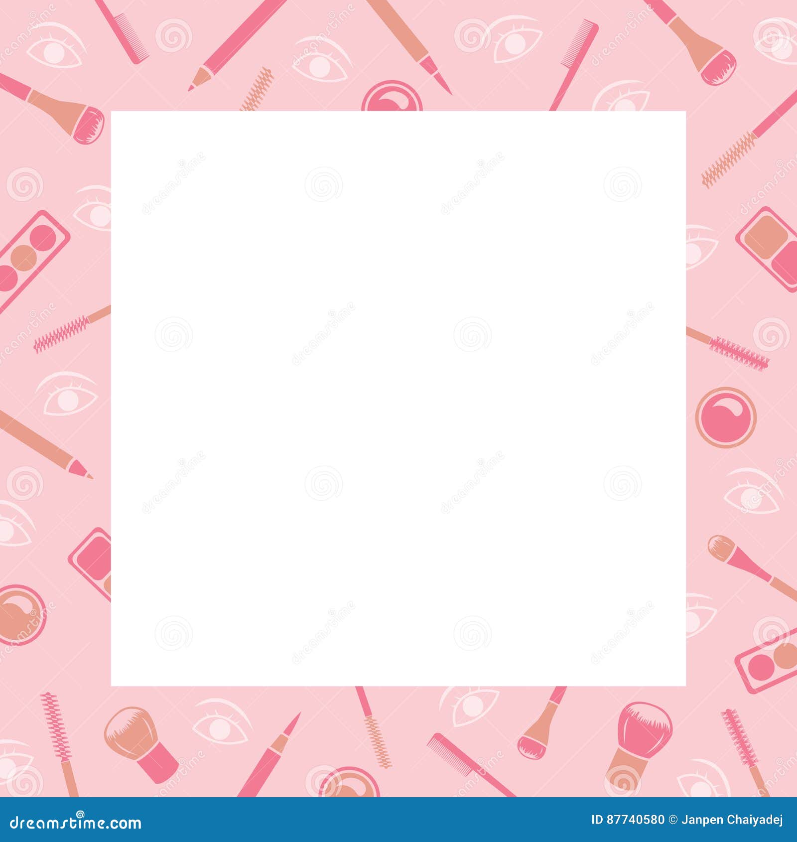 Makeup Cosmetics Tools Icons Pattern Border Stock Vector - Illustration ...