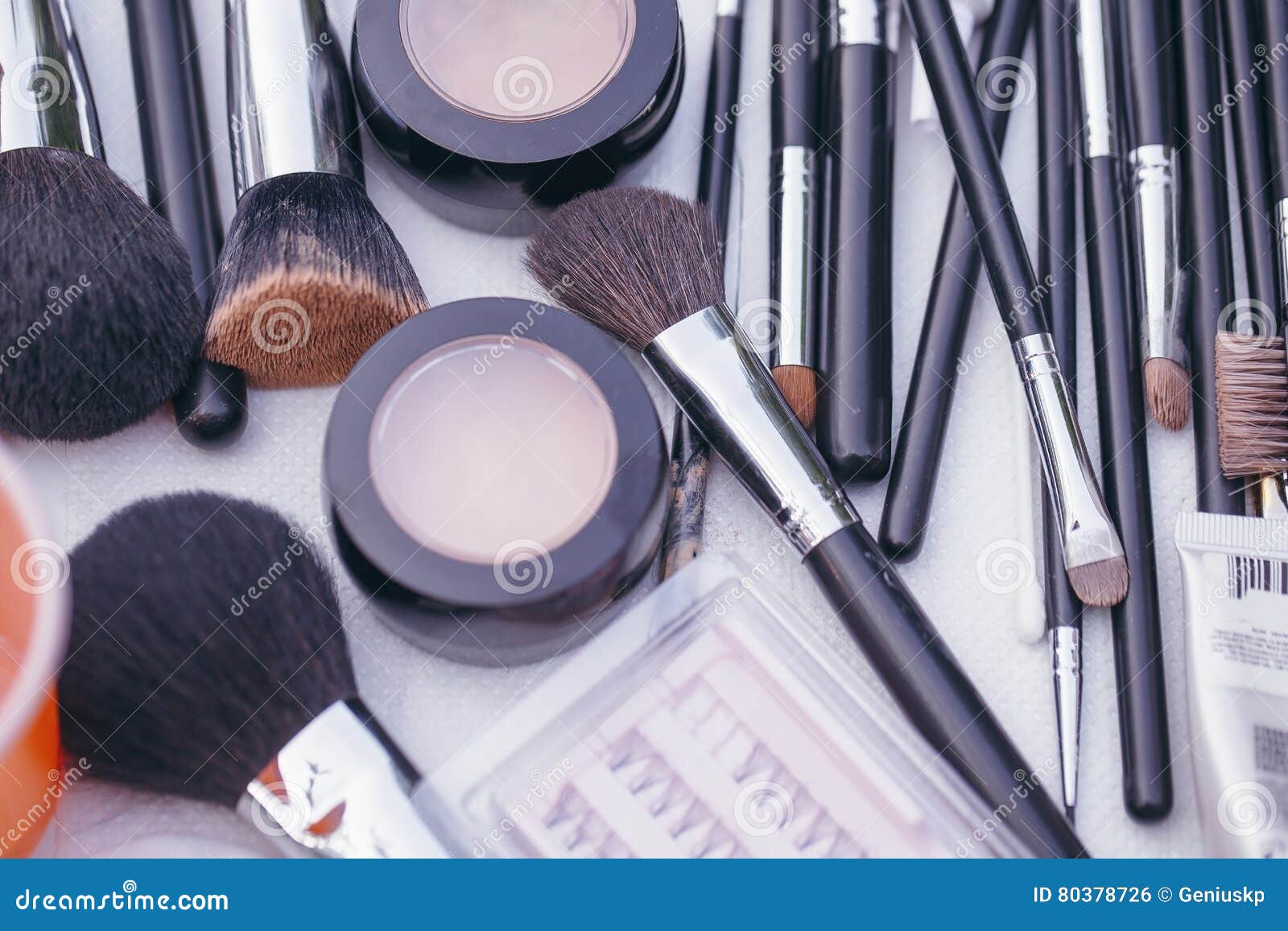 Makeup of Decorative Cosmetic Powder, Concealer, Eye Shadow Brush