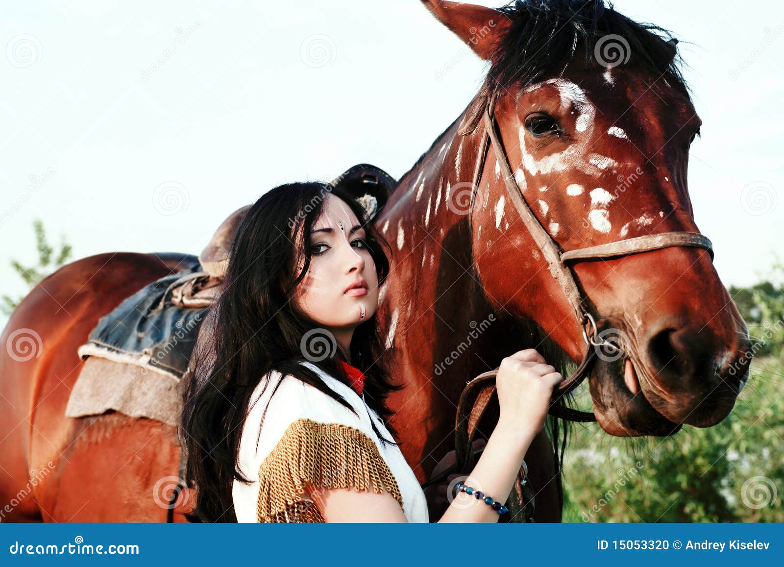 Makeup horse stock photo. Image of fashion, female, cowgirl 15053320