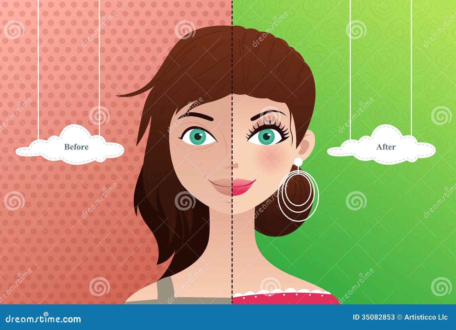 Before And After Makeup Stock Vector Illustration Of Difference