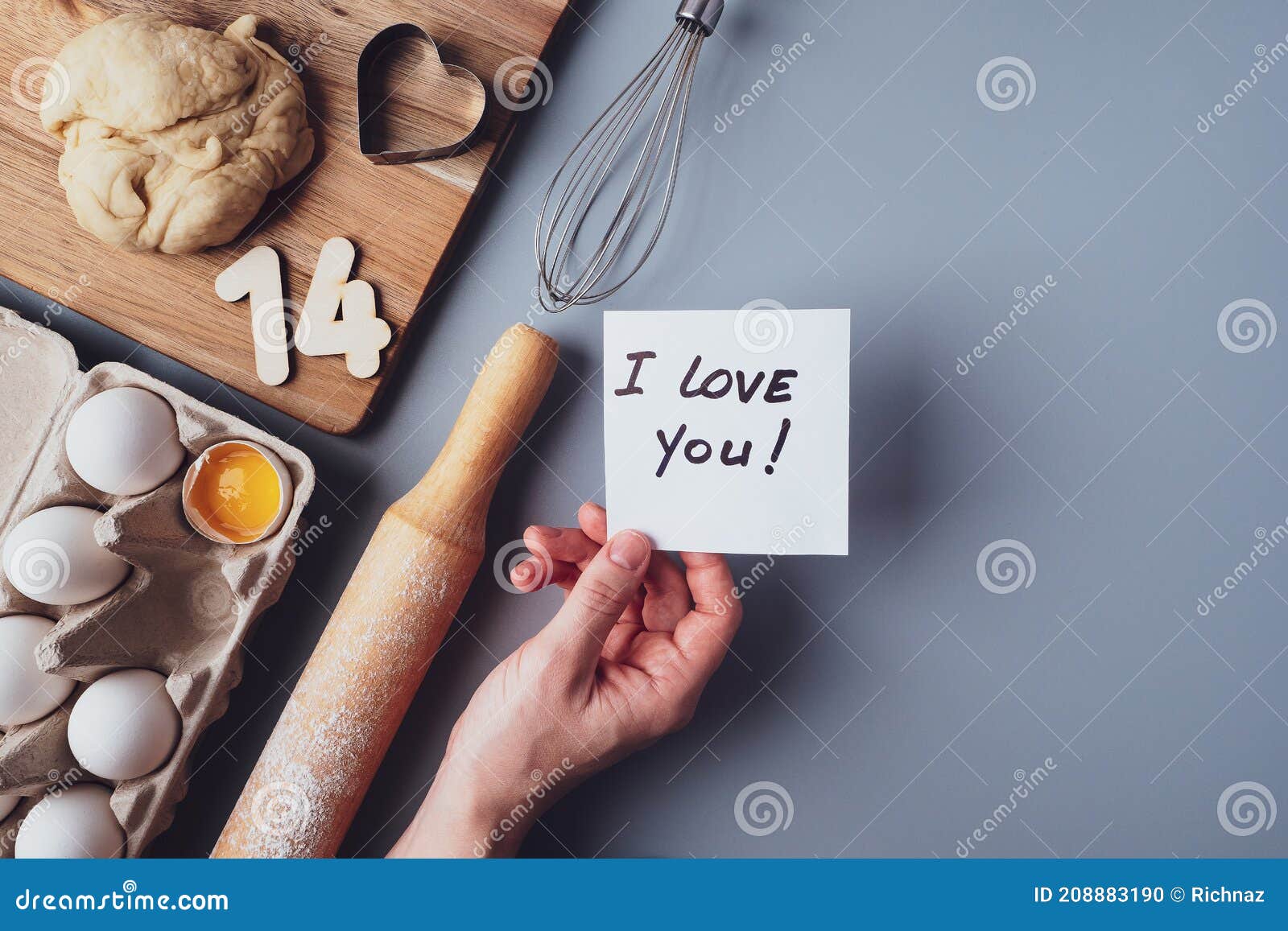 making cookies for valentine's day  flat lay  top view  copy space