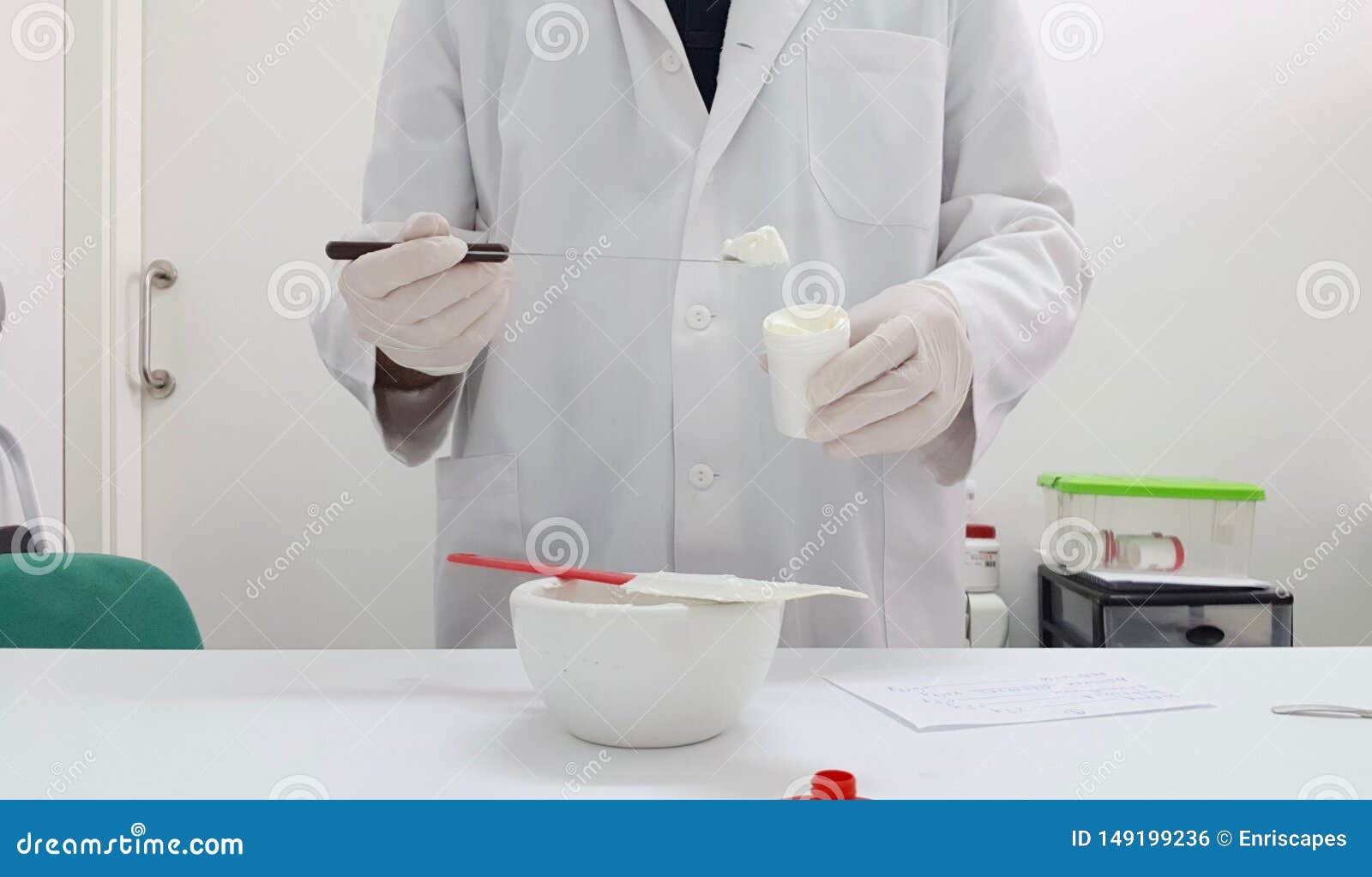Making a Cream in the Pharmacy Laboratory Stock Photo Image of mortar