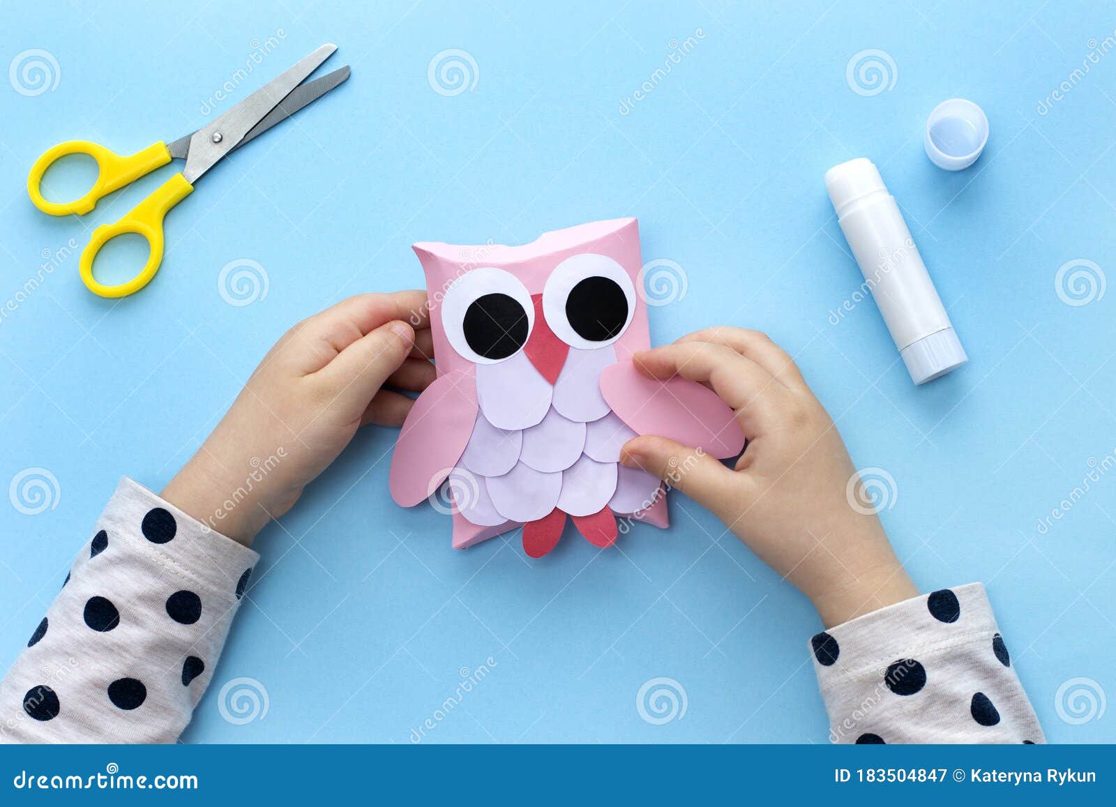 Download Children S Art Project Make Cute Owl Pillow Box From Colored Paper Step 8 Glue The Wings Stock Image Image Of Cardboard Colorful 183504847 Yellowimages Mockups