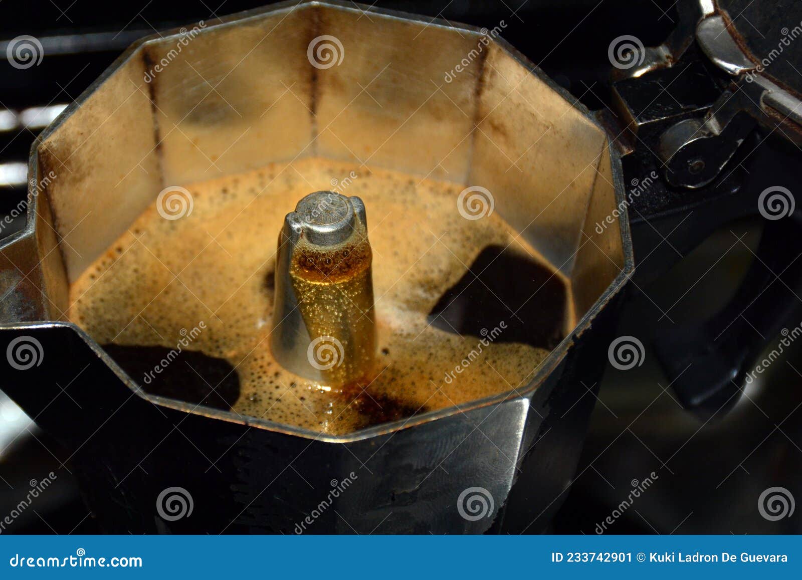 Making Espresso in an Italian Coffee Maker Stock Image Image of