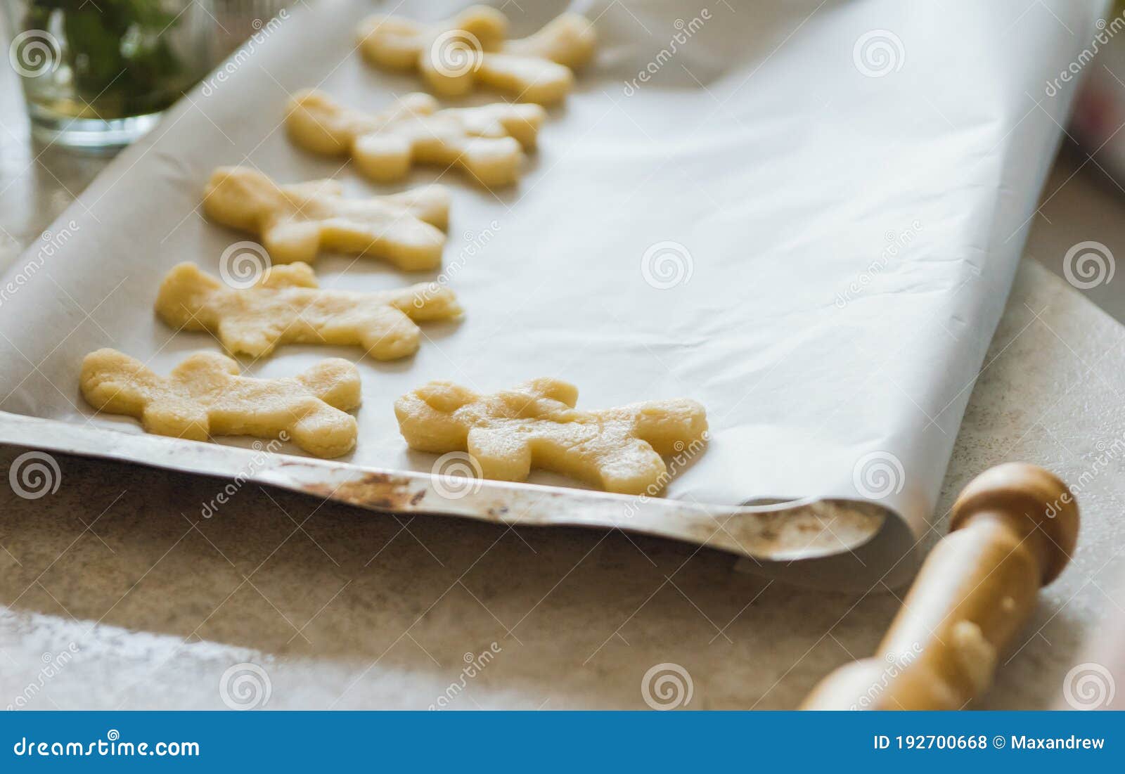 Making of Gingerbread Man on the Kitchen Stock Photo Image of