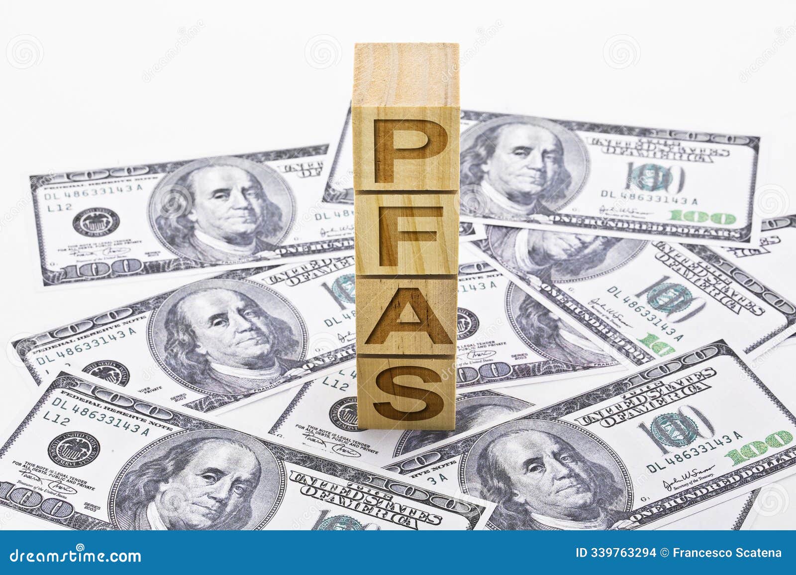 making money with pfas - concept with dollar banknotes and text - dangerous pfas