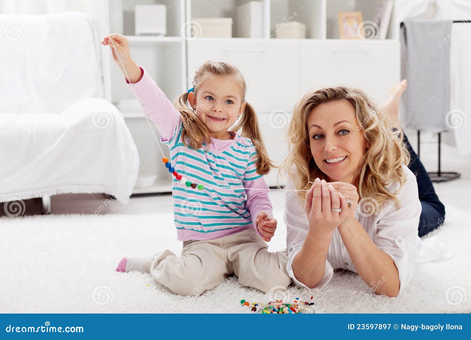 Making a necklace stock image. Image of beads, indoor 23597897