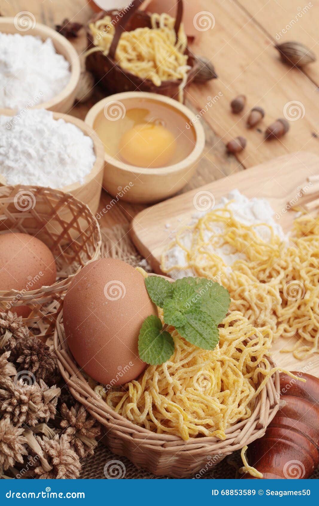 Making Noodle with Wheat Flour and Egg for Cooking. Stock Image Image of meal, gourmet 68853589
