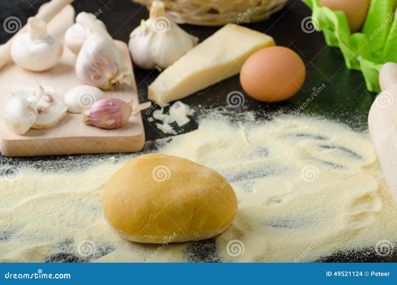 Making Pasta from Italian Flour Semolina Stock Photo - Image of chef