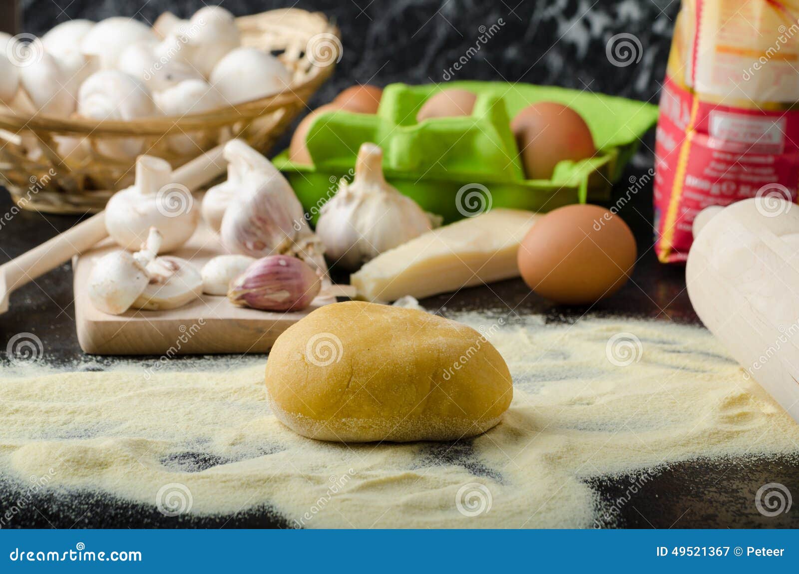 Making Pasta From Italian Flour Semolina Stock Image - Image of garlic