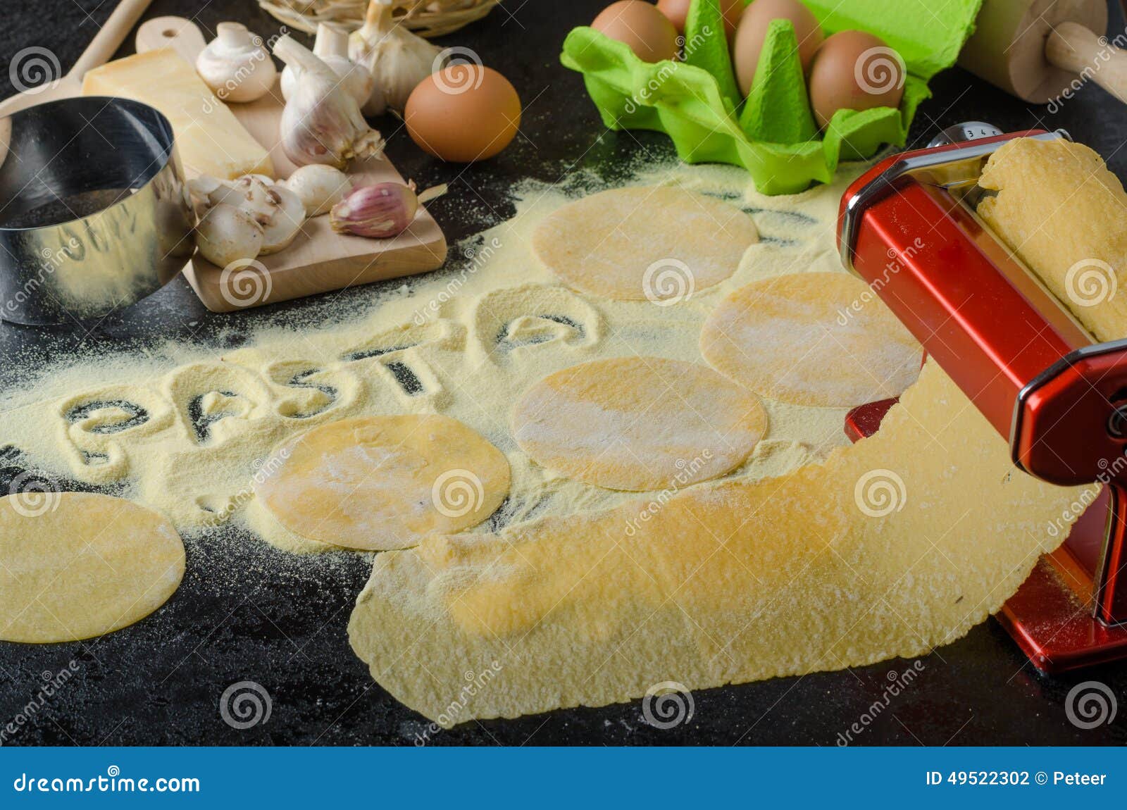 Making Pasta from Italian Flour Semolina Stock Photo - Image of cuisine