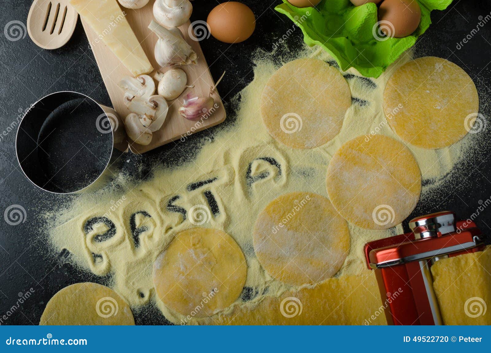 Making Pasta From Italian Flour Semolina Stock Photo - Image of flour